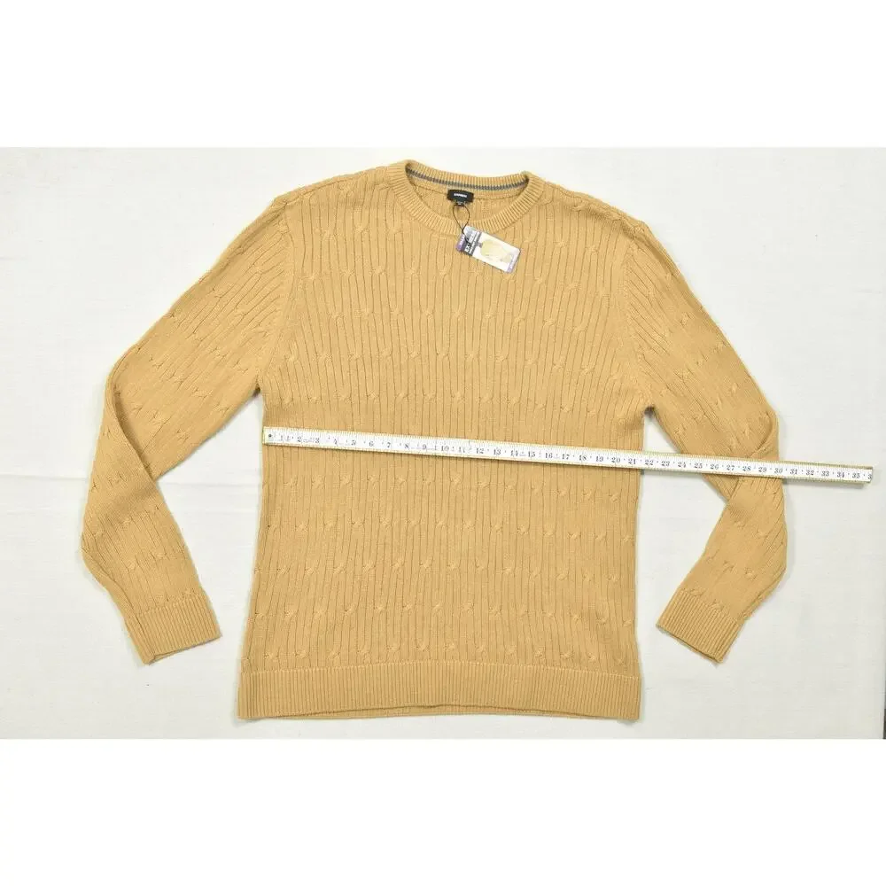 NEW Express Men XXL Camel Tan Cable Knit Sweater 100% Cotton NWT
